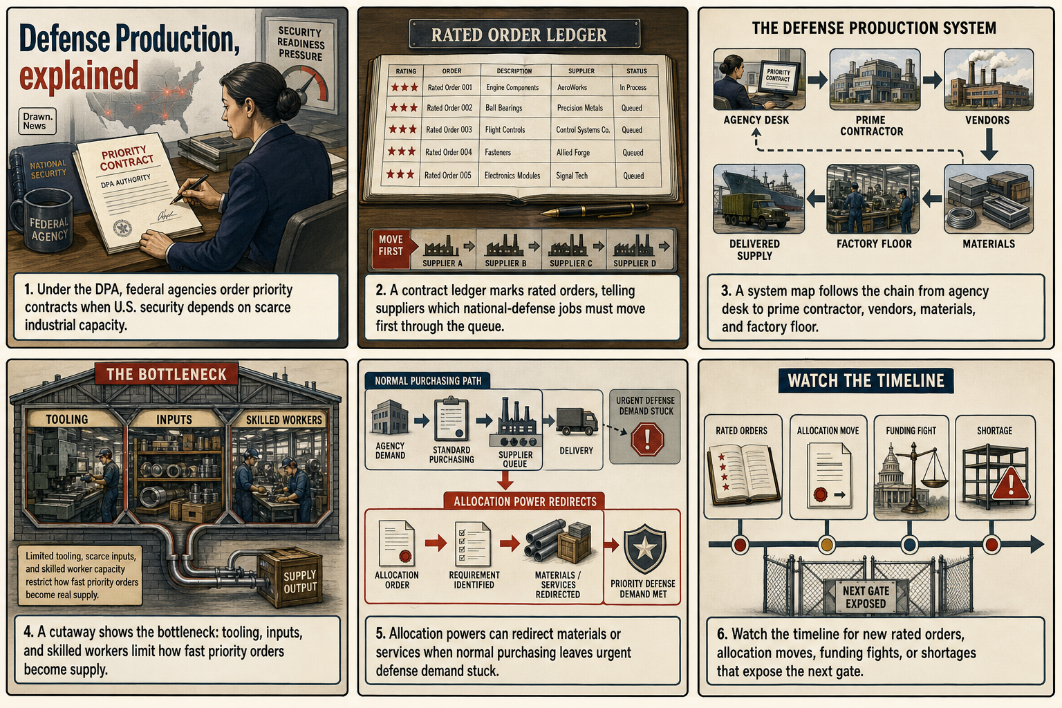 Drawn.News visual brief: Defense Production, explained