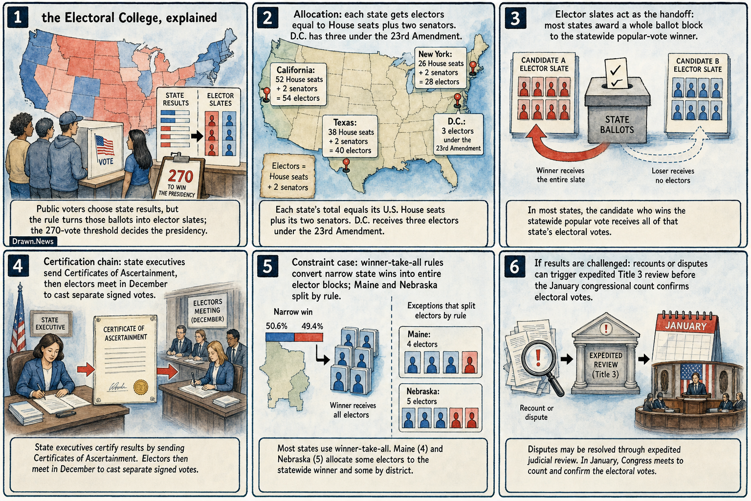 Drawn.News visual brief: The Electoral College, Explained