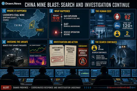 Drawn.News visual brief: China mine blast: Search and investigation continue