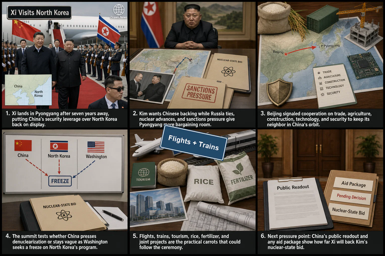 Drawn.News visual brief: Xi Visits North Korea