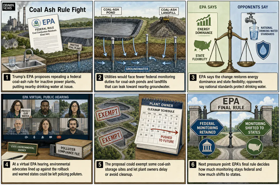 Drawn.News visual brief: Coal ash rollback fight