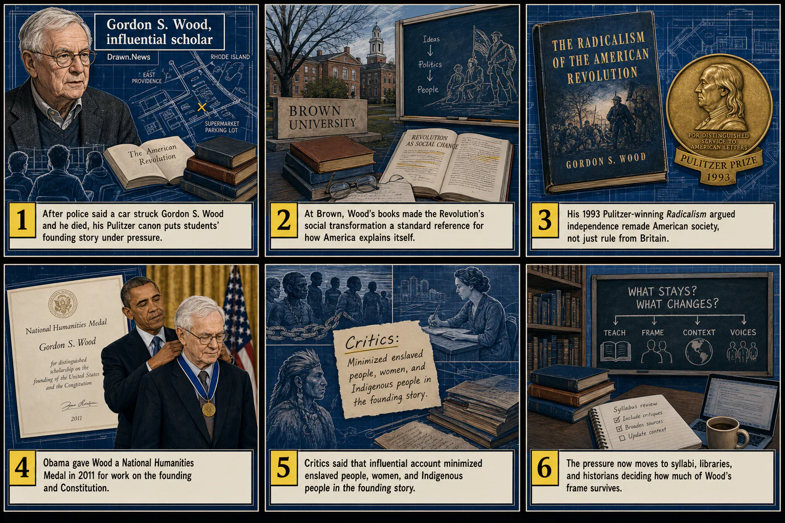 Drawn.News visual brief: Gordon S. Wood, influential scholar of the American Revolution, dies at 92