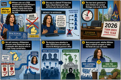 Drawn.News visual brief: Gretchen Whitmer says she won’t run for president in 2028