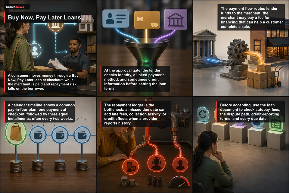 Drawn.News visual guide: Buy Now, Pay Later Loans