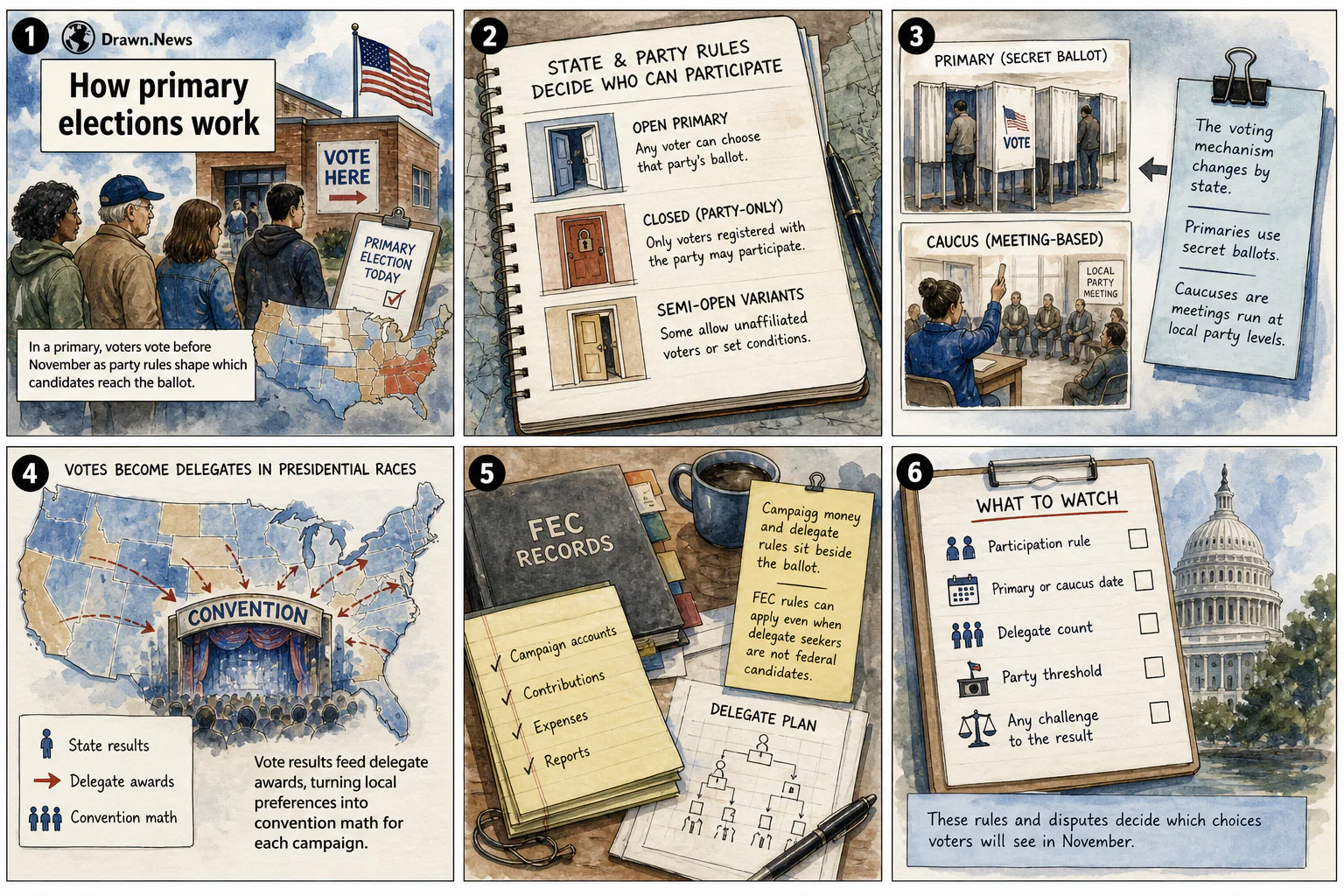 Drawn.News visual brief: Primary Election Machinery