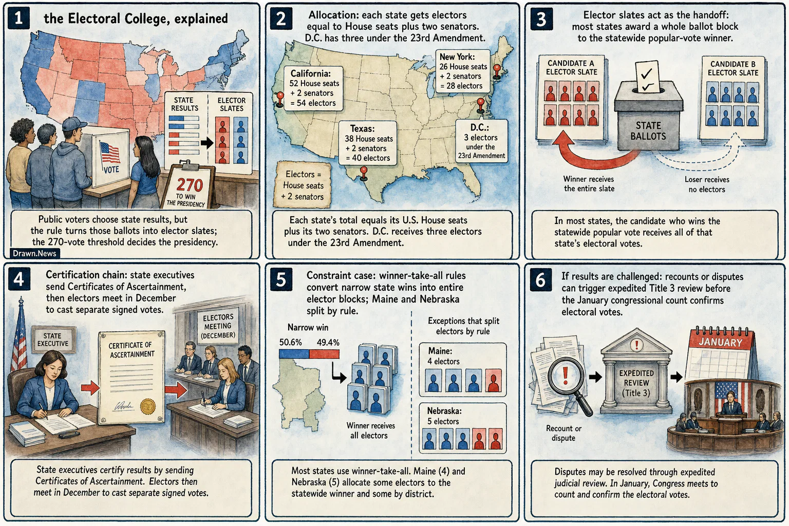 Drawn.News visual brief: The Electoral College, Explained