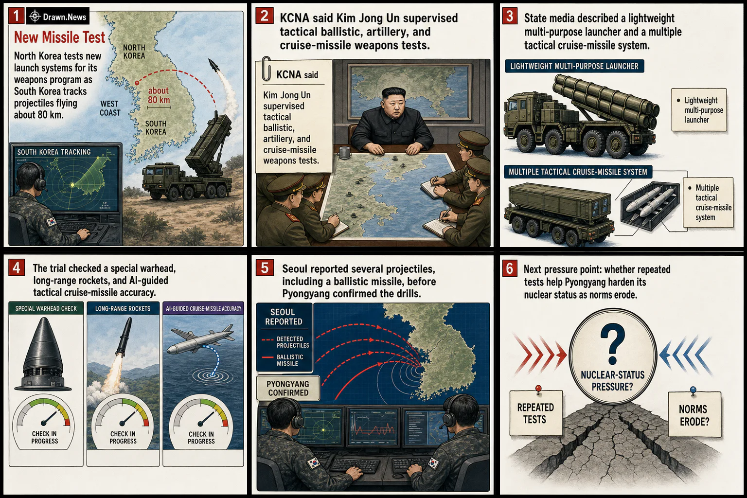 Drawn.News visual brief: North Korea tests new missile launch system — report