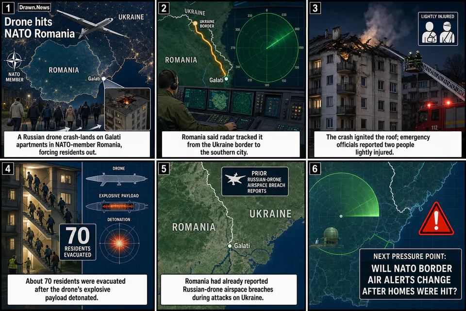 Drawn.News visual brief: Drone hits NATO Romania