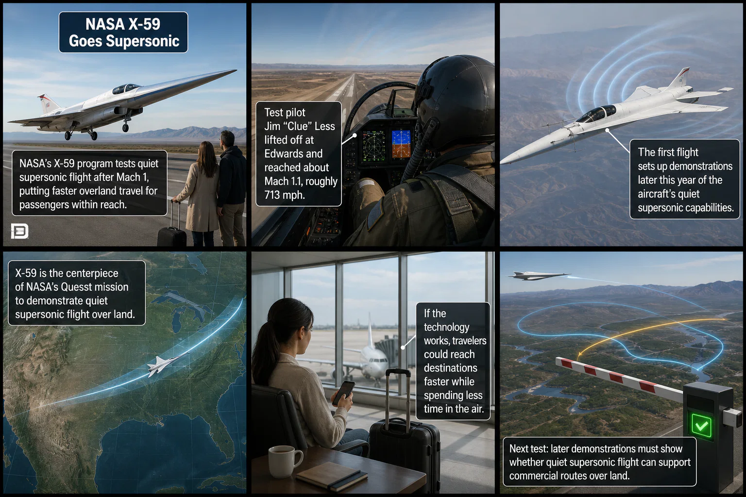 Drawn.News visual brief: NASA X-59 Goes Supersonic