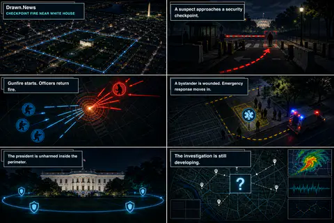 Drawn.News visual brief: Suspect killed after opening fire on Secret Service near White House